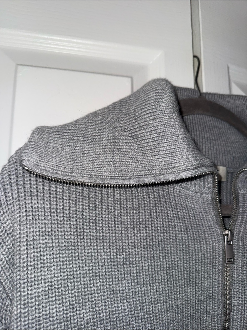 COS Light Gray Ribbed Half-Zip Sweater - Picture 3 of 9